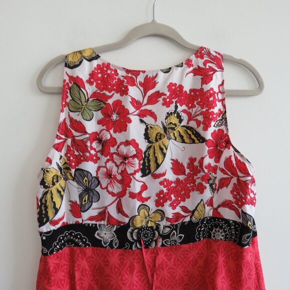 VINTAGE Y2K CABI 100% Silk Asian Inspired Floral Butterfly Babydoll Top Boho M - Picture 11 of 16